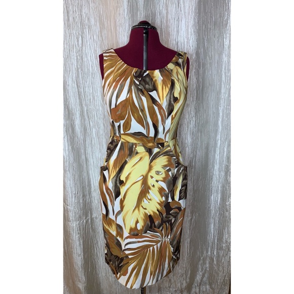 Connectwd Apparel Leaf patterned Cocktail dress with pockets - Picture 1 of 4
